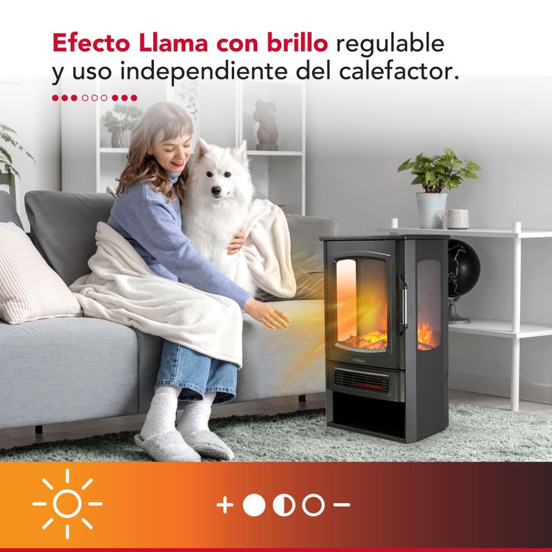 Chimenea Eléctrica 2 Potencias 2000W Thor FirePlace 3D Plus Negro-5