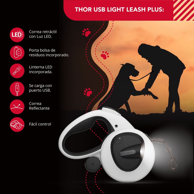 Correa Luminosa Thor Usb Light Leash Plus M-1