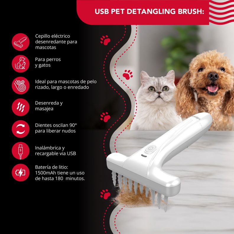Desenredador de Pelo Thor Electric USB Pet Detangling Brush-1