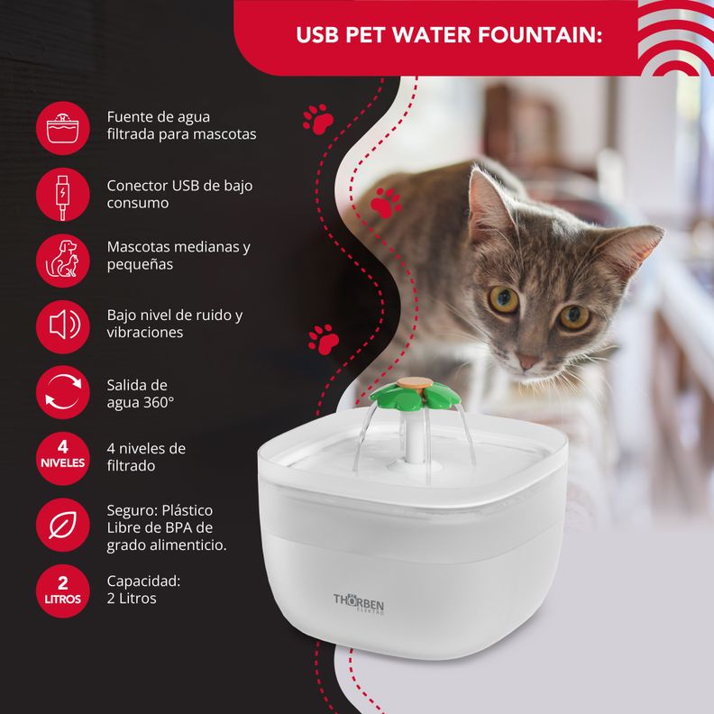 Fuente de Agua Eléctrica Thor Pet Water Fountain-1
