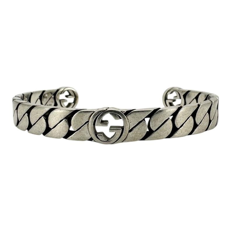 Pulsera Brazalete Gucci Unisex Interlocking Cuff Plata Talla 18-0