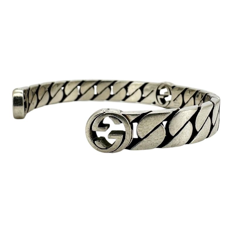 Pulsera Brazalete Gucci Unisex Interlocking Cuff Plata Talla 18-2