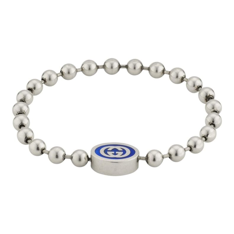 Pulsera Brazalete Gucci Unisex Interlocking G Plata Talla 18-0