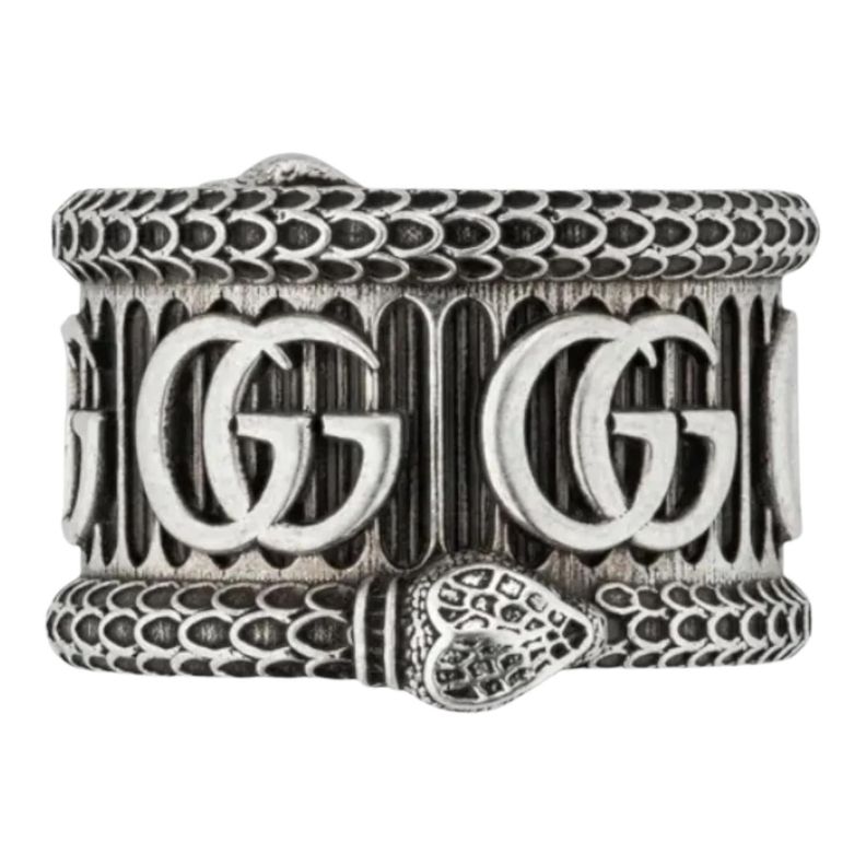 Anillo Gucci Unisex Plata GG Doble Serpiente Talla 21