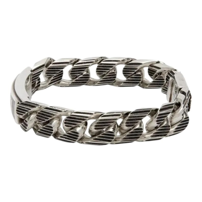 Pulsera Brazalete Gucci Unisex Link Tag G Plata Talla 17-1