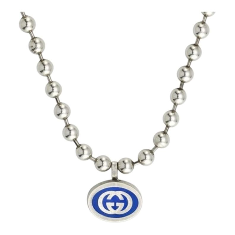Collar Gucci Unisex Interlocking Plata-0