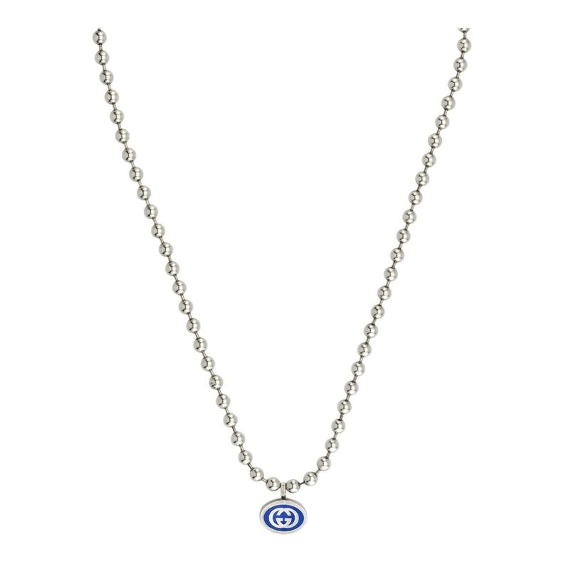 Collar Gucci Unisex Interlocking Plata-1