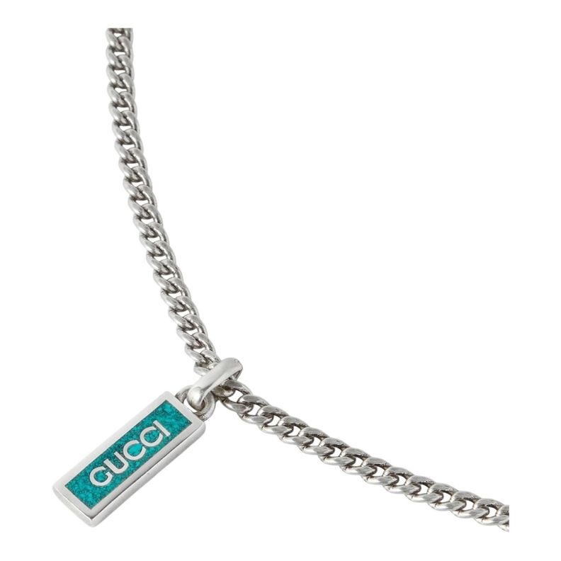 Collar Gucci Unisex Enamel Tag Plata-0