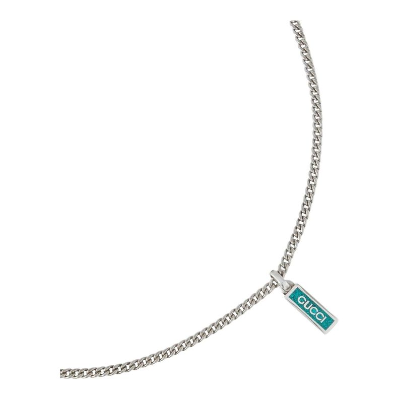 Collar Gucci Unisex Enamel Tag Plata-1