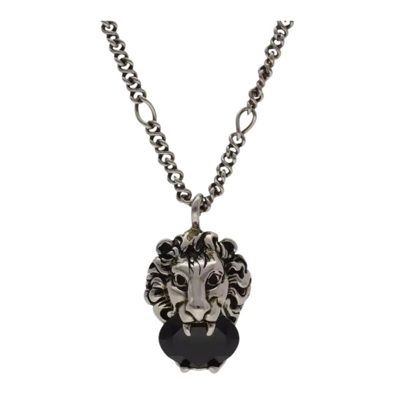Collar Gucci Unisex Leon Plateado Cristal