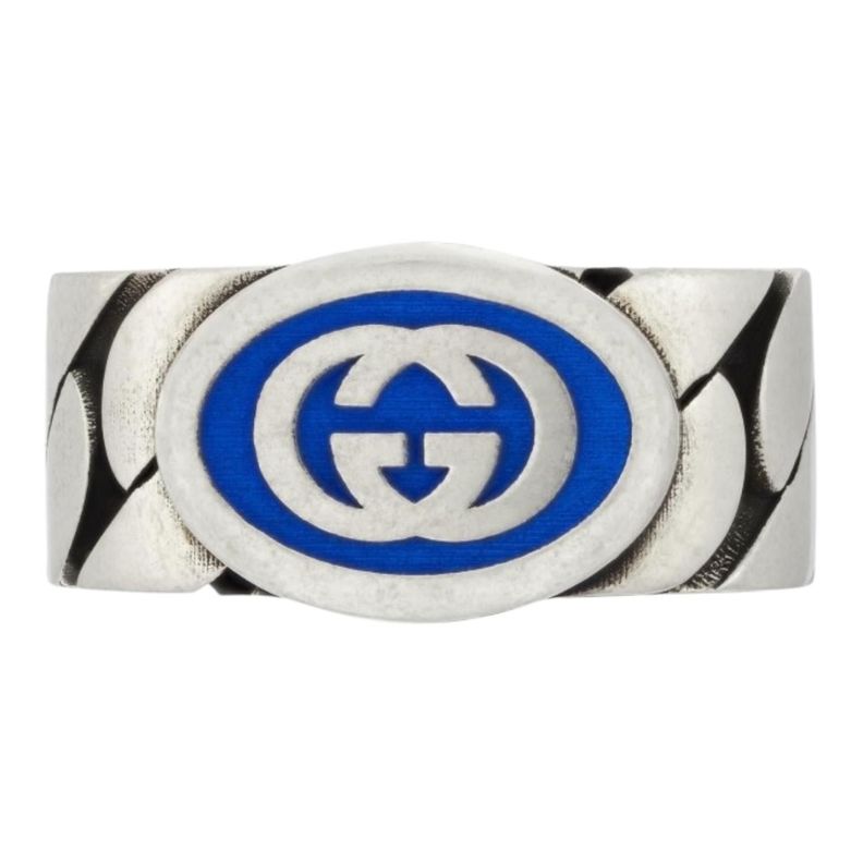 Anillo Gucci Unisex Plata Interlocking Talla 20-0