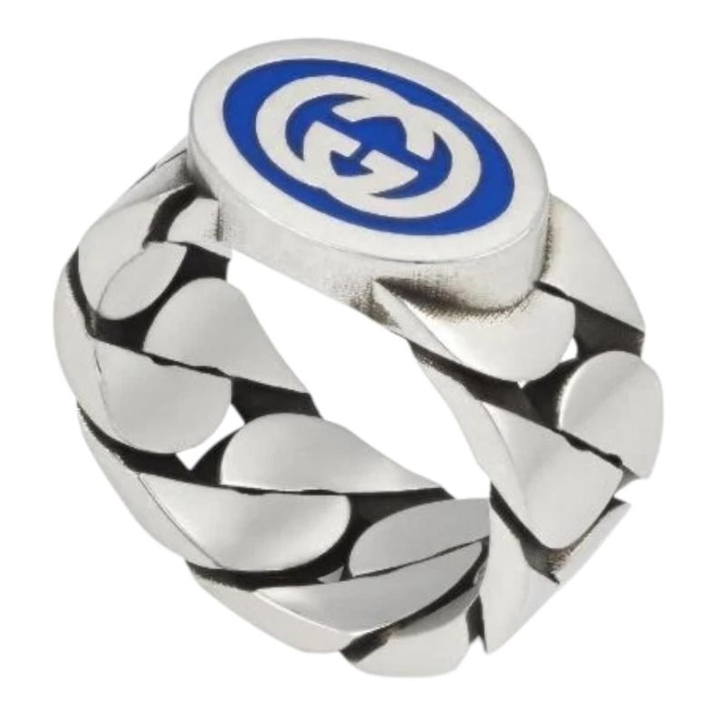Anillo Gucci Unisex Plata Interlocking Talla 20-1