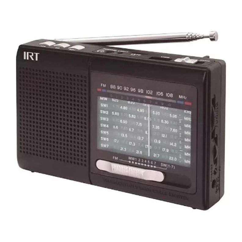 Radio Portatil 9 Bandas fm am sw USB Negro IRT-0