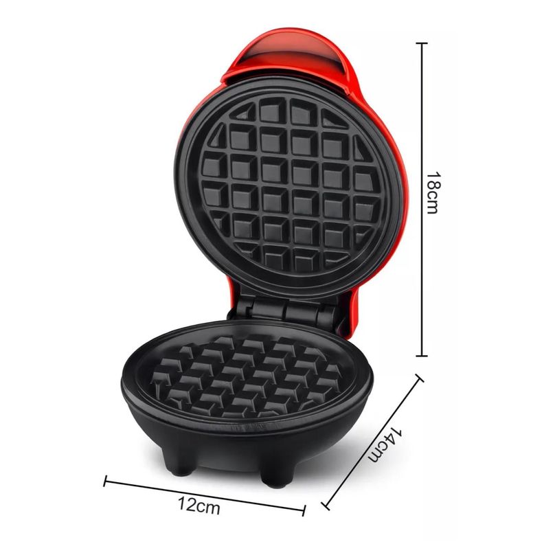 Mini Maquina Para Waffles Antiadherente 500W Roja R591 Raf-3