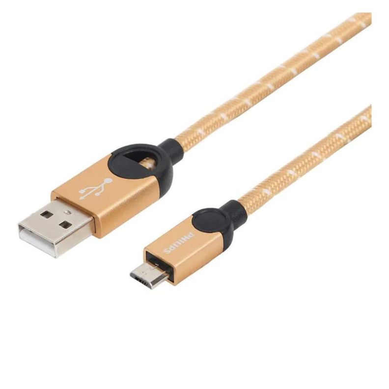 Cable USB A Micro USB Trenzado Dorado 1.2Mts LC2618G Philips-2