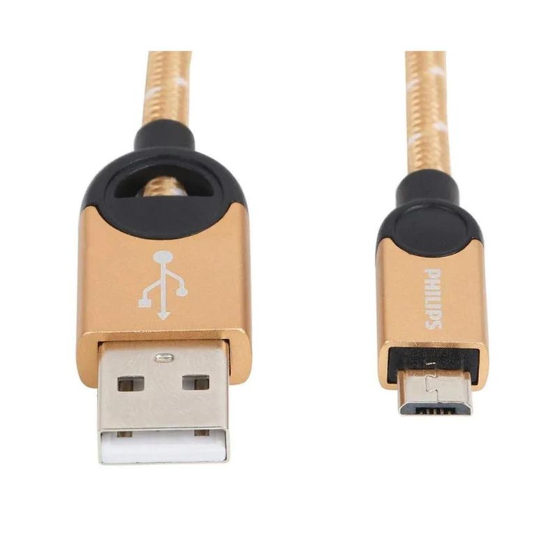 Cable USB A Micro USB Trenzado Dorado 1.2Mts LC2618G Philips-3