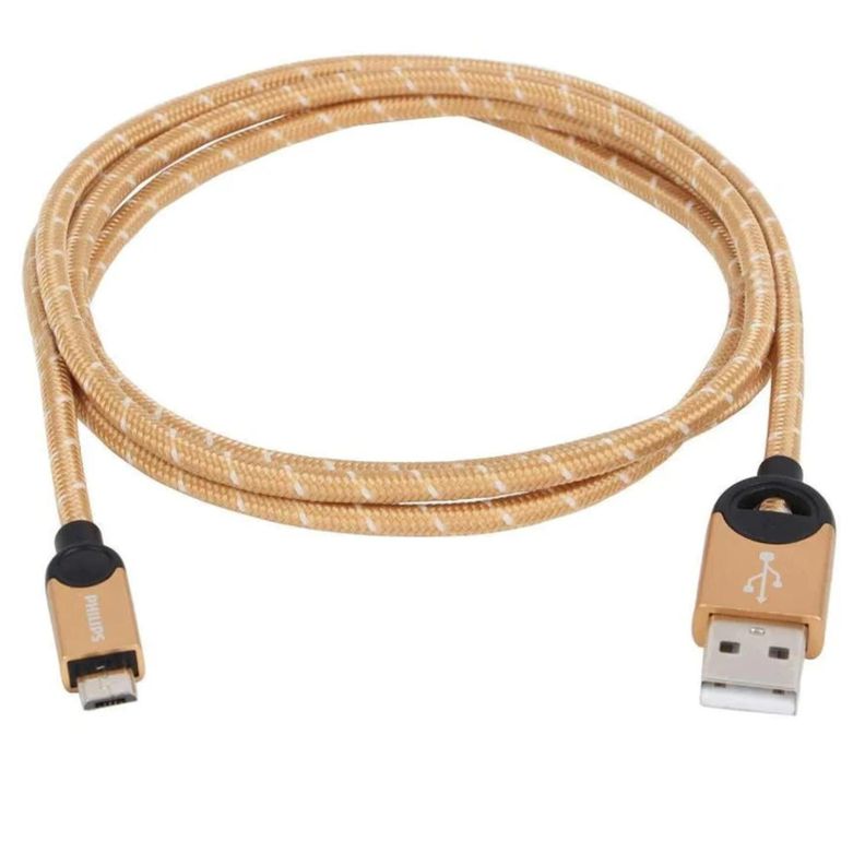Cable USB A Micro USB Trenzado Dorado 1.2Mts LC2618G Philips-4