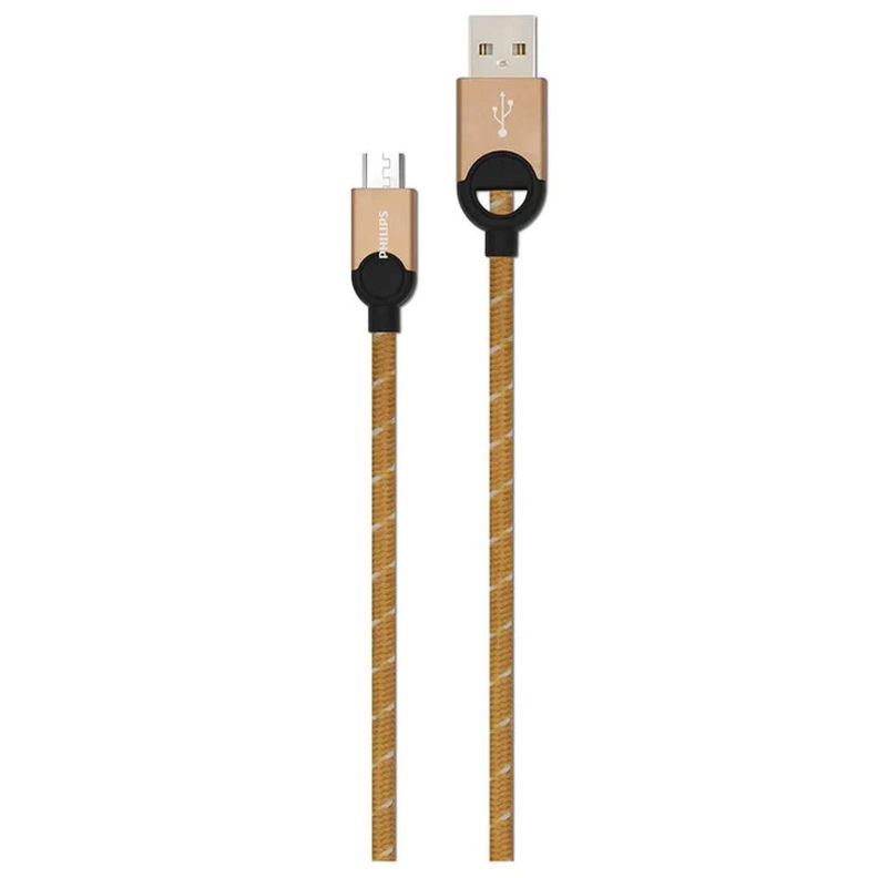 Cable USB A Micro USB Trenzado Dorado 1.2Mts LC2618G Philips-1