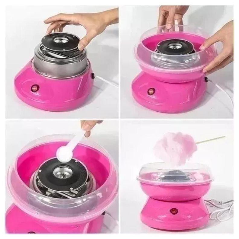 Mini MAquina De Algodon De Azucar Casero Rapido Rosado-3