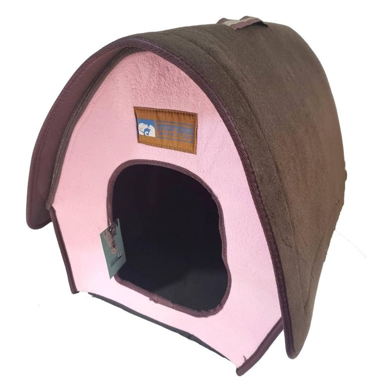 Casa Cama Pequeña Comoda Plegable Para Perros Y Gatos Rosada-0
