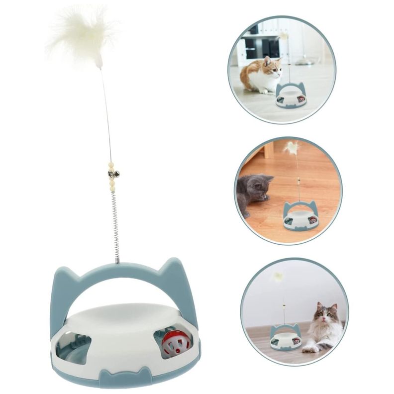 Juguete Interactivo Para Gatos Mascotas Varita Teaser Con Pelotas-2