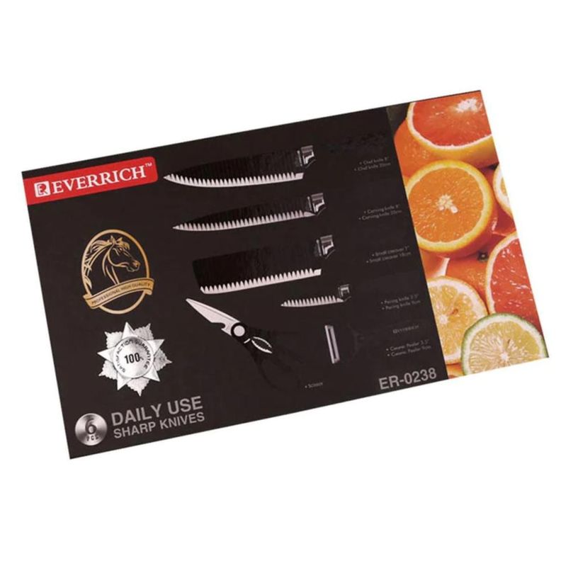Set De Cuchillos Profesionales Con Tijeras Y Pelador Negro-2