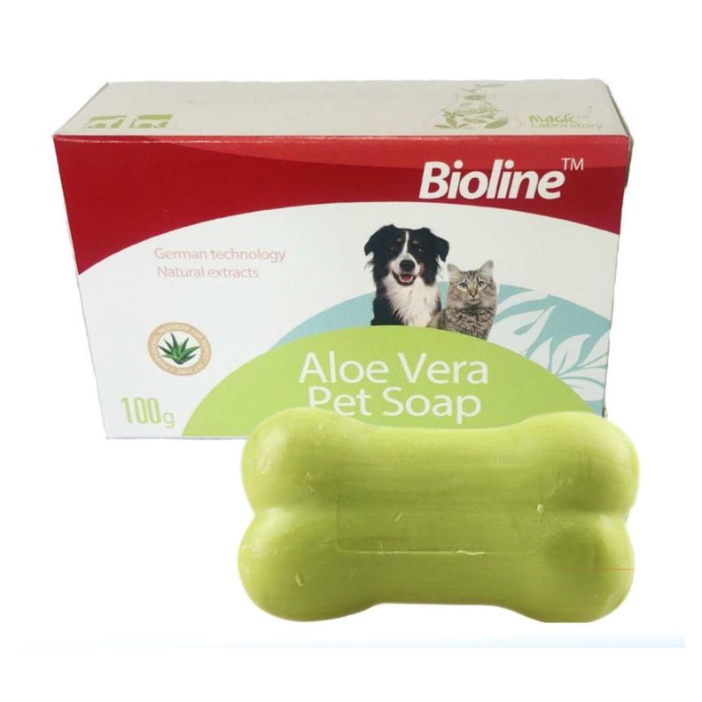 Jabon En Barra Aloe Vera Para Bañar Mascotas 100g Bioline-1