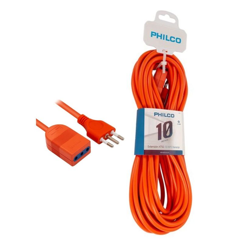 Extension Alargador 10Mts 2500W Naranjo XT50 Philco-2