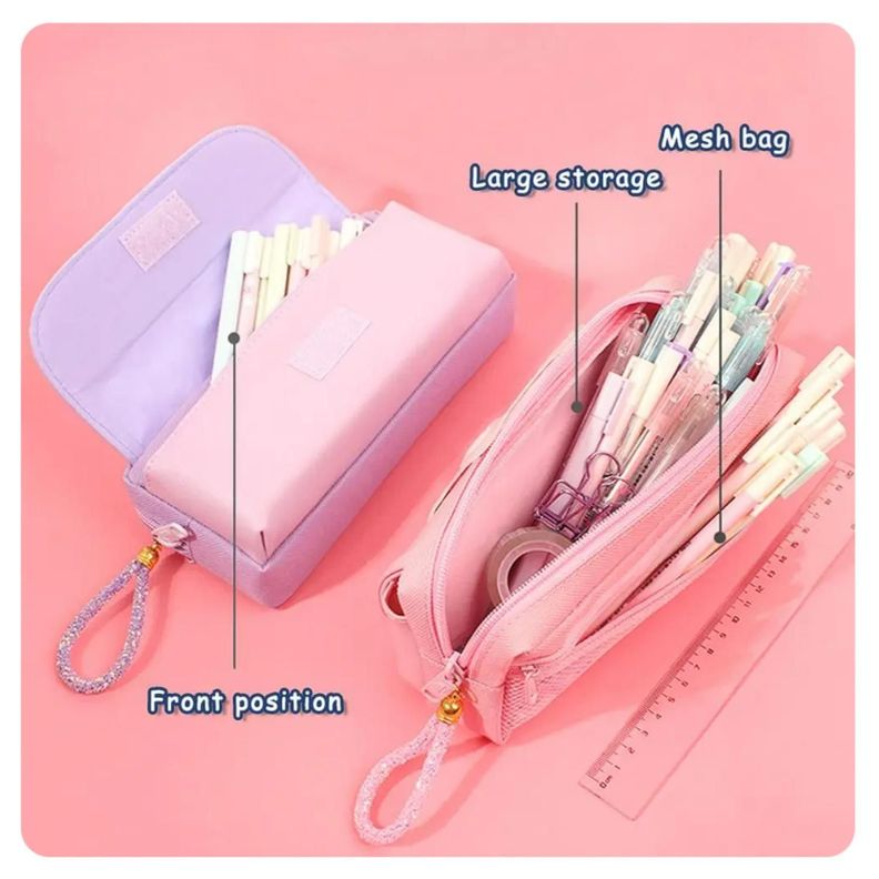 Estuche Cartuchera Diseño Gatito Morado Kawaii-3