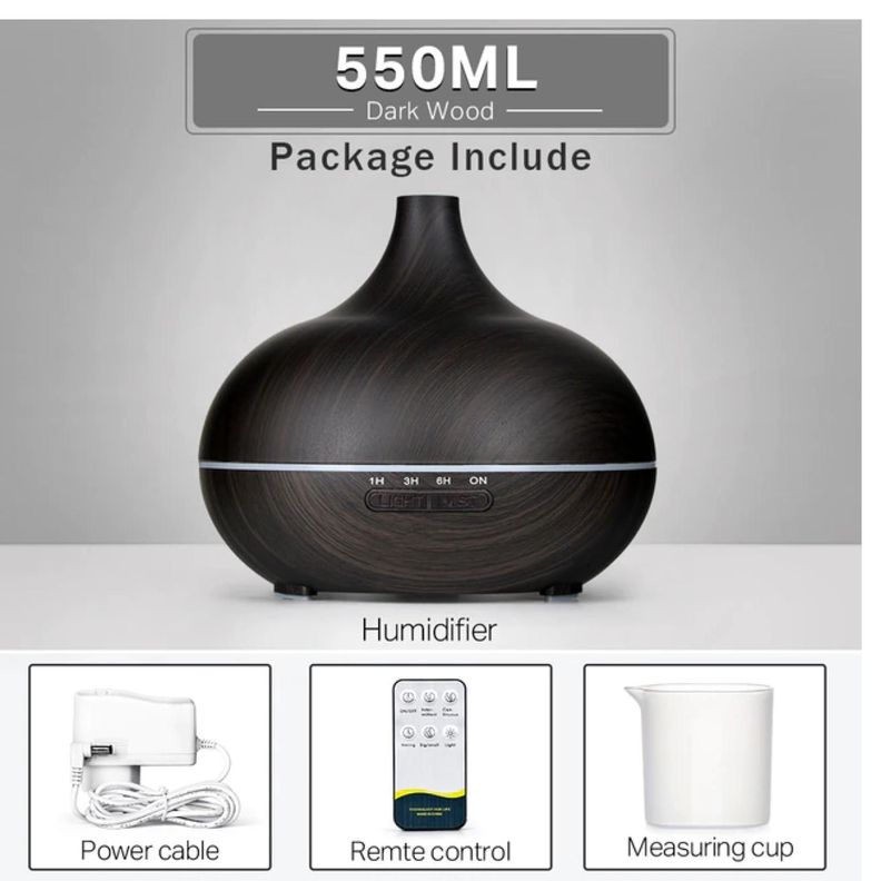 Humidificador Difusor De Aromas 7 Colores LED 150ml Madera O-4