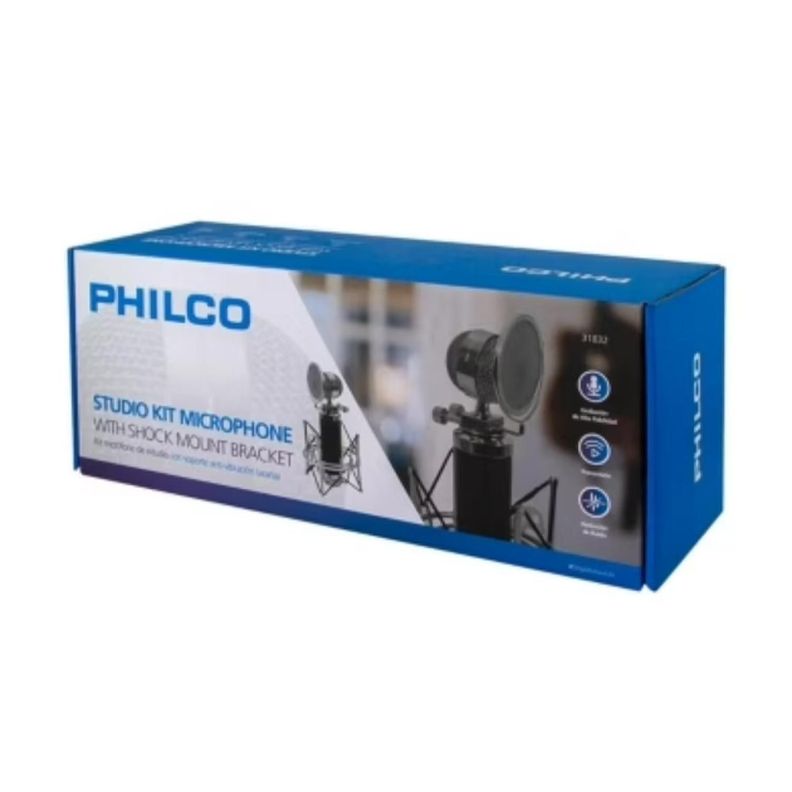 Kit Microfono Estudio Antipop Soporte Metalico Negro