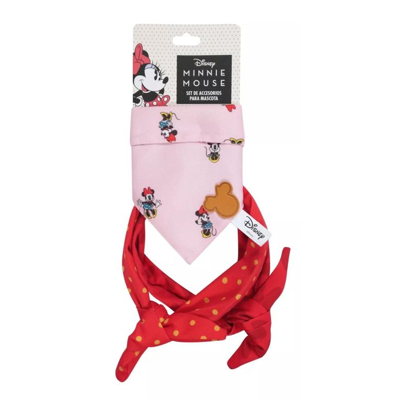 Pack Bandana Y Moño Para Perros Mascotas Minnie Rosado-0