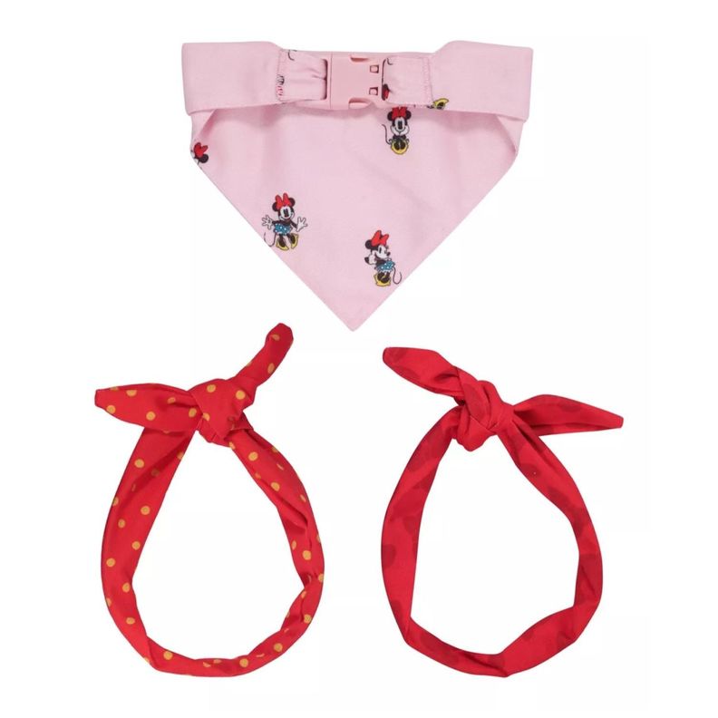 Pack Bandana Y Moño Para Perros Mascotas Minnie Rosado-1