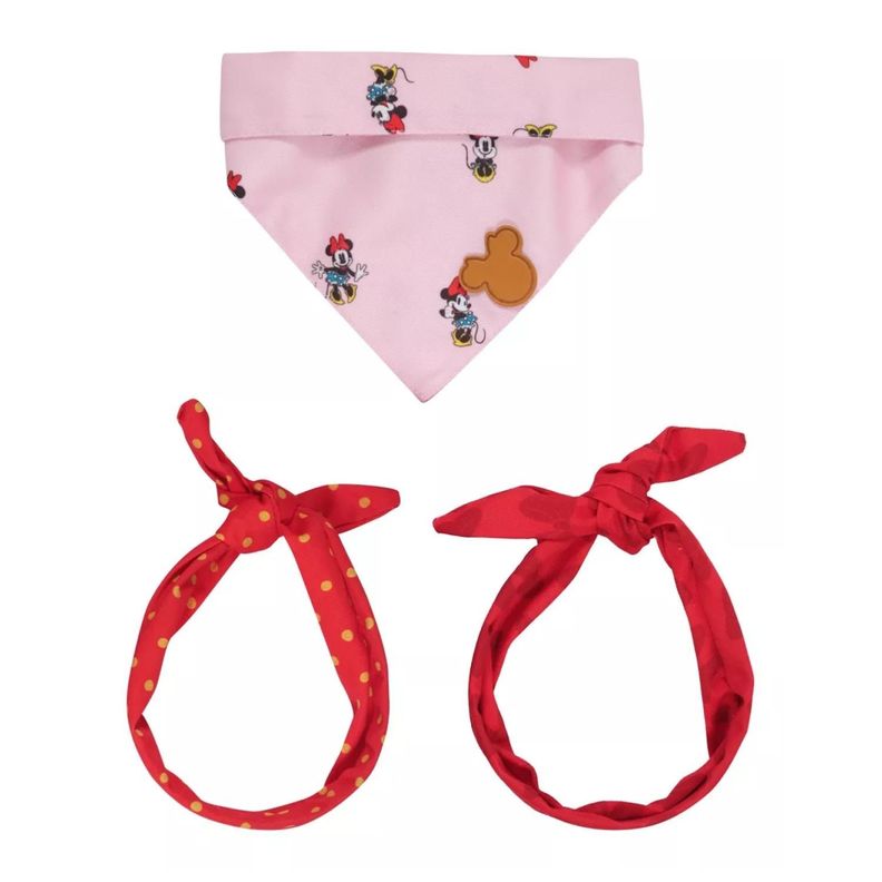 Pack Bandana Y Moño Para Perros Mascotas Minnie Rosado-2
