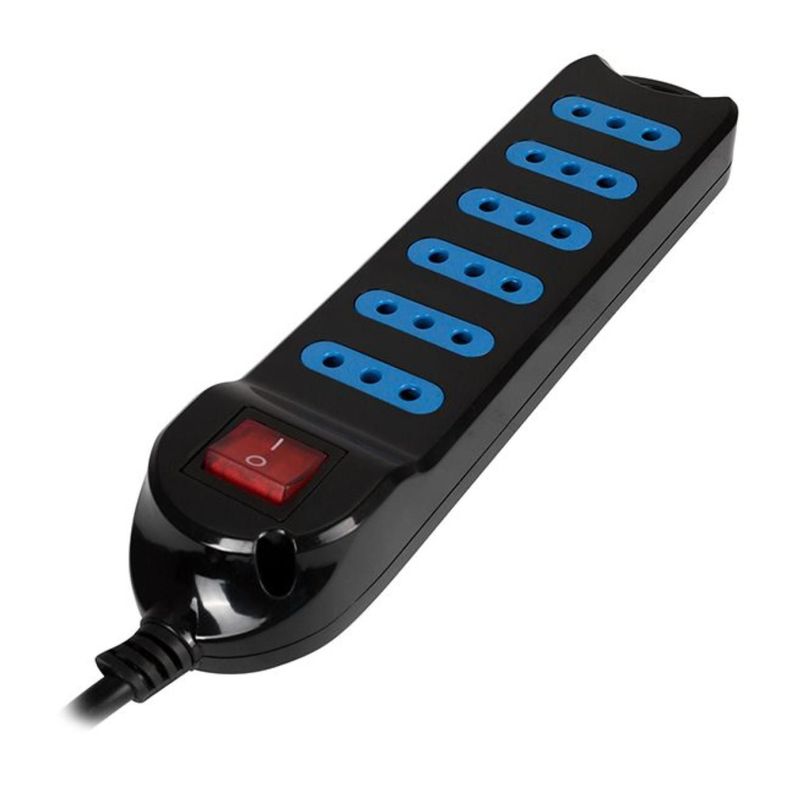 Alargador Extension 6 Entradas Con Switch 5Mts NEgro Philco