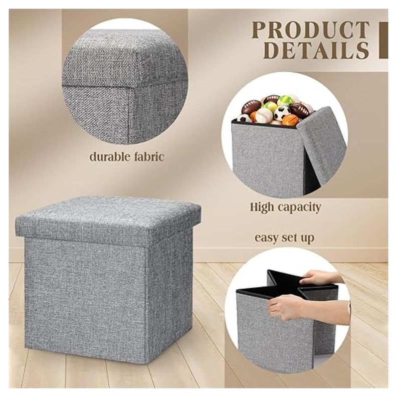 Reposapies De Almacenamiento Plegable Otomano 25x25x25cm-2