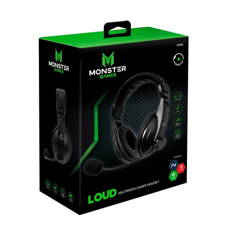 Audifono Gamer Over Ear Jack 3.5 Ps4 Ps5 Pc Negro Monster Games-2