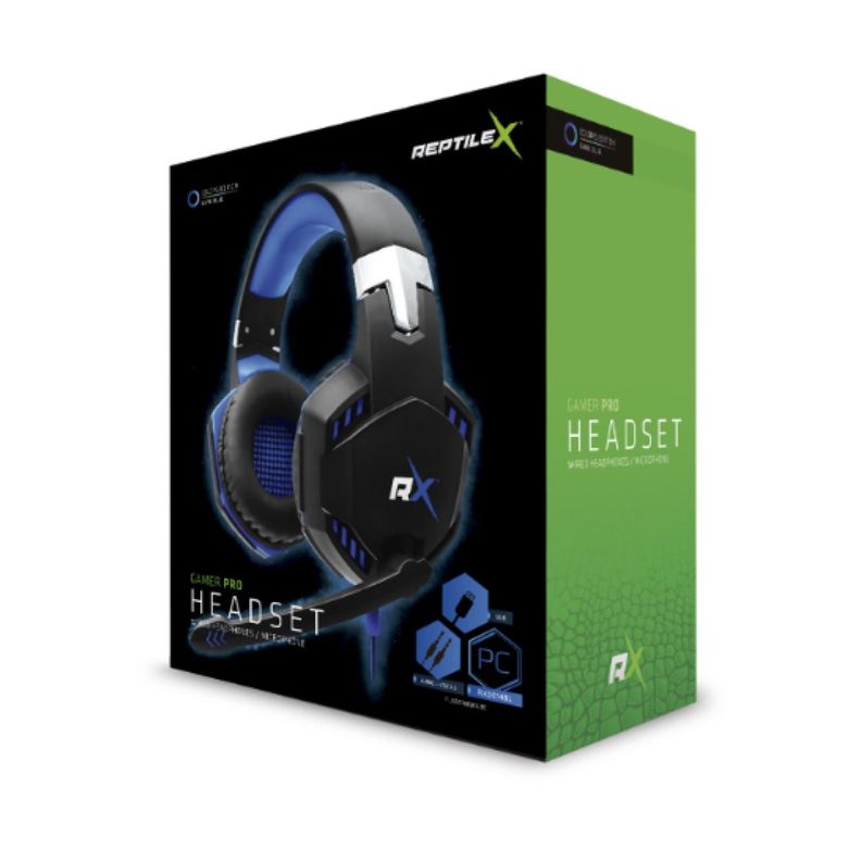 Audifono Gamer Pro Over Ear Para PC Luz Azul Reptilex-2