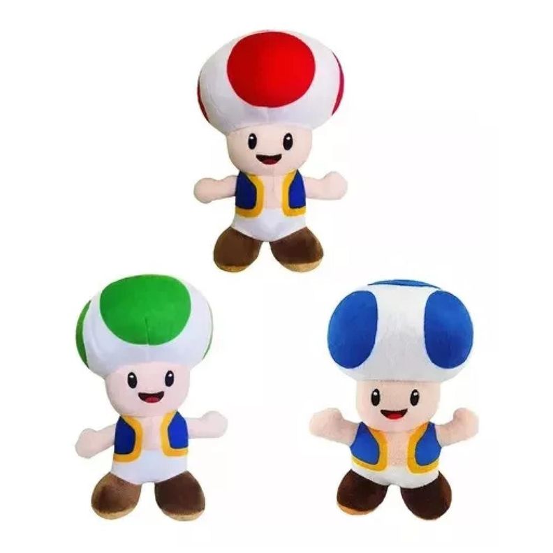 Juguete Pack 3 Peluches Honguito 20cm Mario Bros Infantil-3