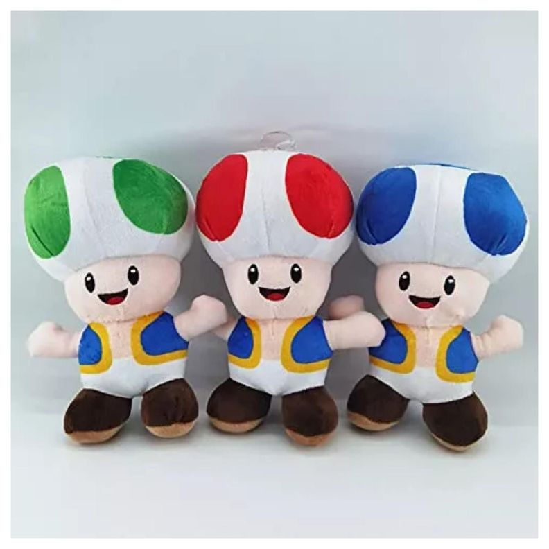 Juguete Pack 3 Peluches Honguito 20cm Mario Bros Infantil-5