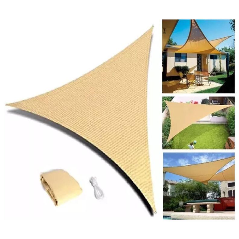 Toldo Vela Malla Sombreadora Triangular Beige 3x3x3Mts Malla Raschel-1