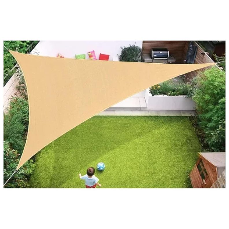 Toldo Vela Malla Sombreadora Triangular Beige 3x3x3Mts Malla Raschel-3