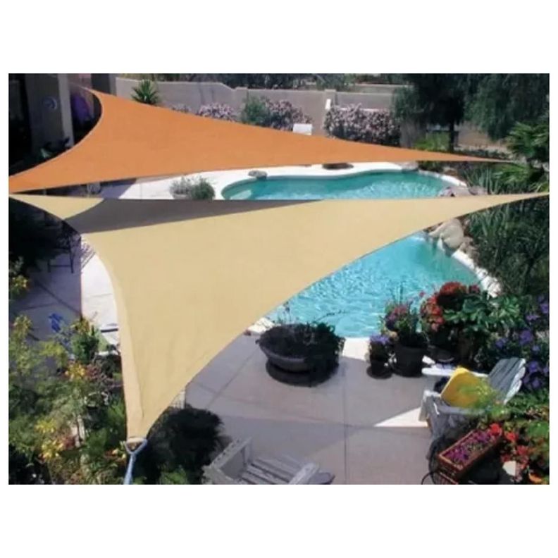 Toldo Vela Malla Sombreadora Triangular Beige 3x3x3Mts Malla Raschel-6