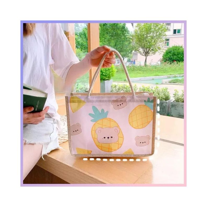 Bolso Cartera Cute Algodon Y Cañamo 34x25 Osito-1