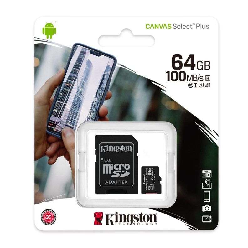 Tarjeta De Memoria Micro Sd 64Gb 100Mb/s Kingston-1
