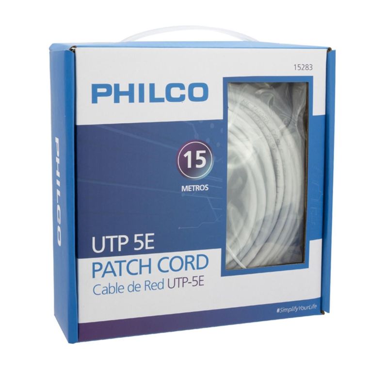 Cable De Red UTP-5E Conectores RJ45 15Mts Blanco Philco-3