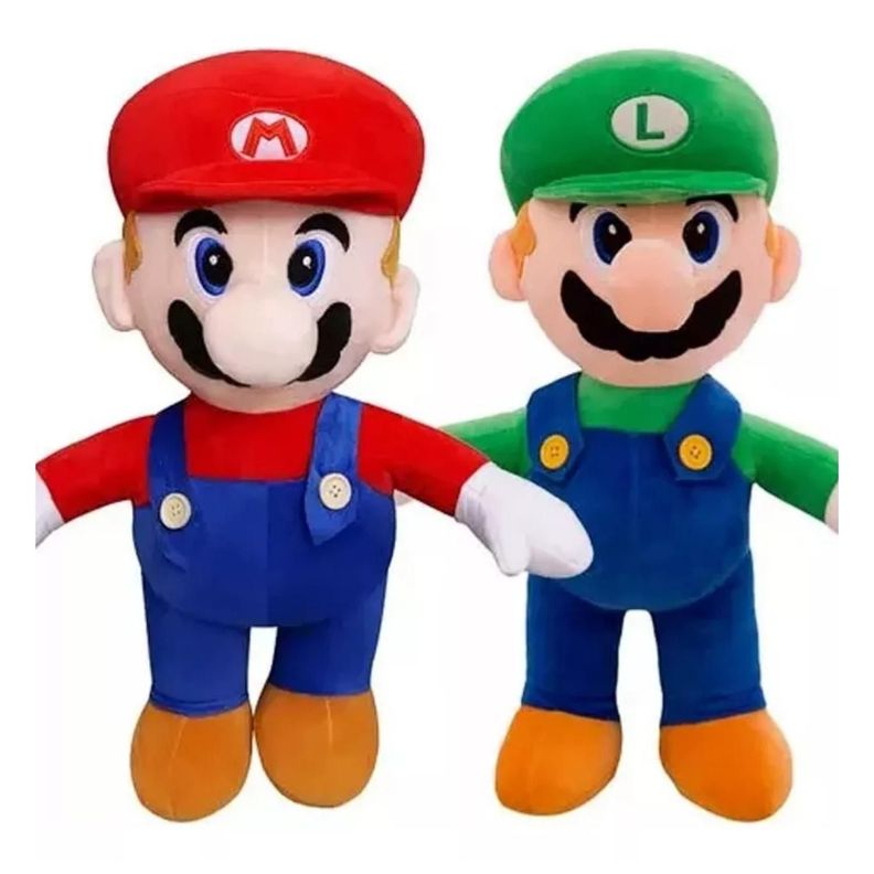 Juguete Pack 2 Peluches Mario Y Luiggi 40cm Infantil Rojo