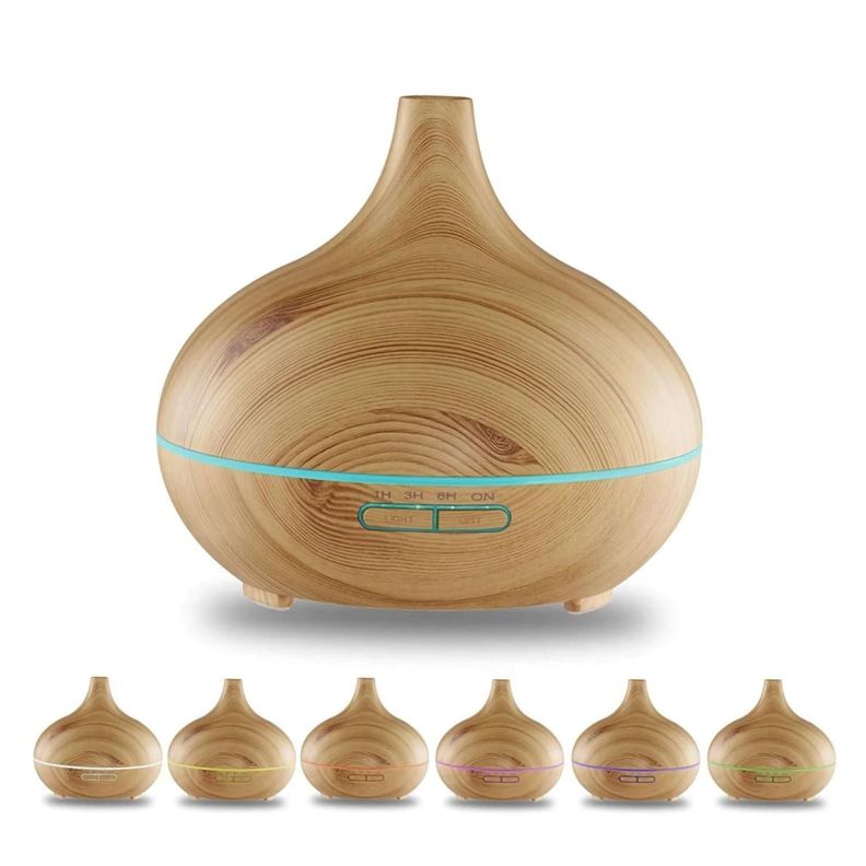 Humidificador Difusor De Aromas 7 Colores LED 150ml Madera C-3