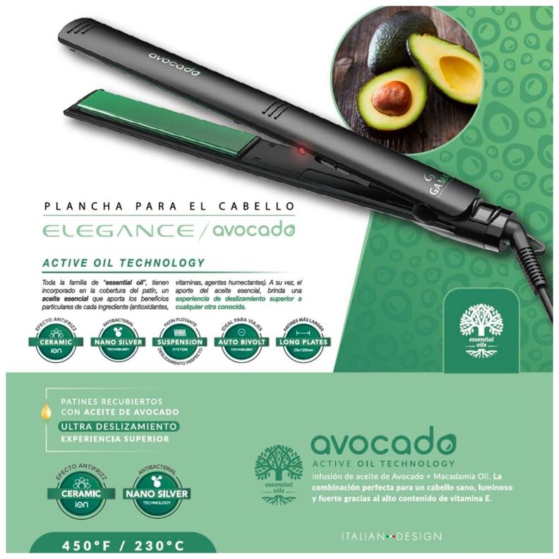 Alisador Plancha De Pelo 230°C Ceramica Avocado STD Gama-3