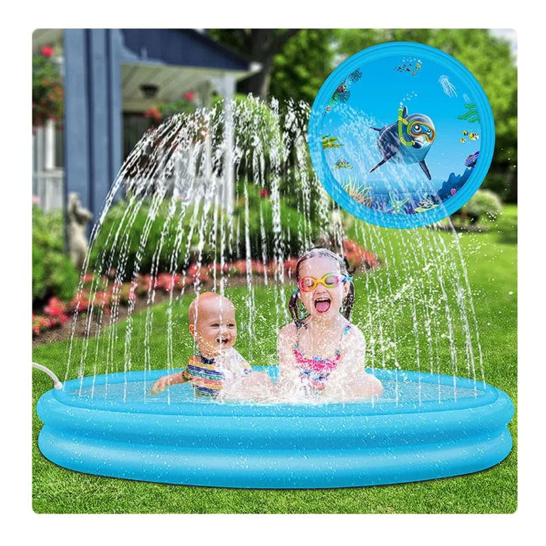 Piscina Inflable Lanza Agua Redonda 120x30cm Azul Infantil-2